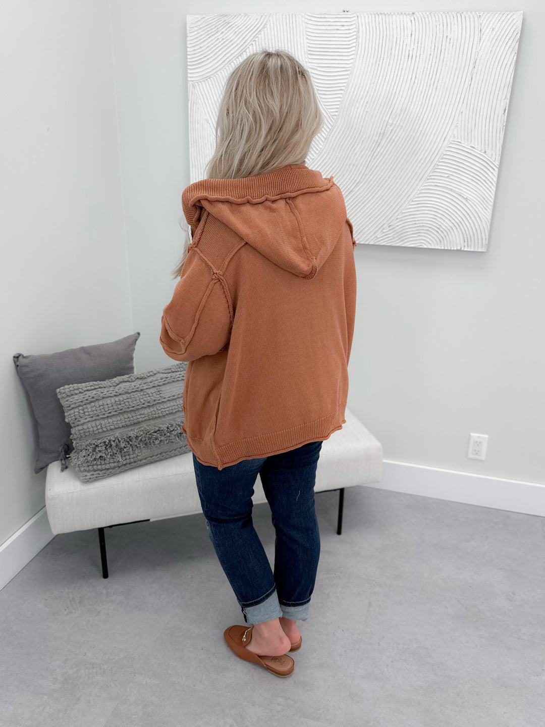 Knit Fullzip Hoodie in Cinnamon