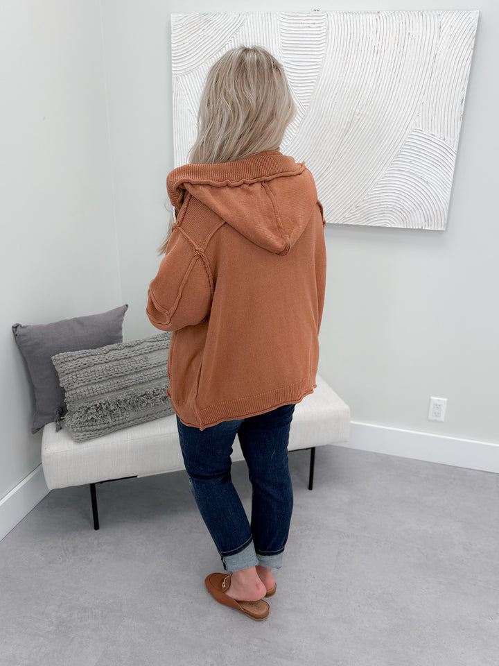 Knit Fullzip Hoodie in Cinnamon