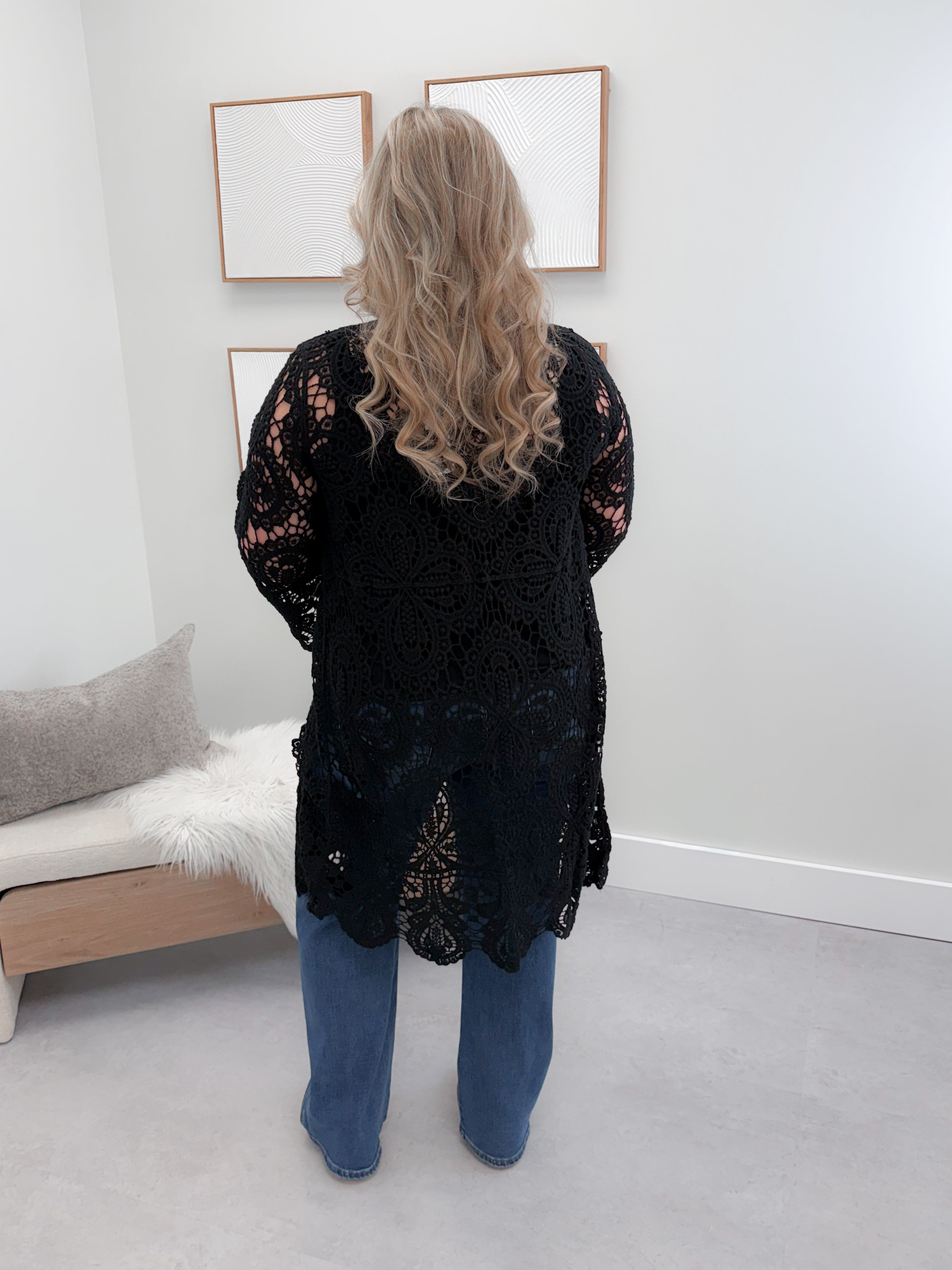 Nyx Crochet Cardigan in Black