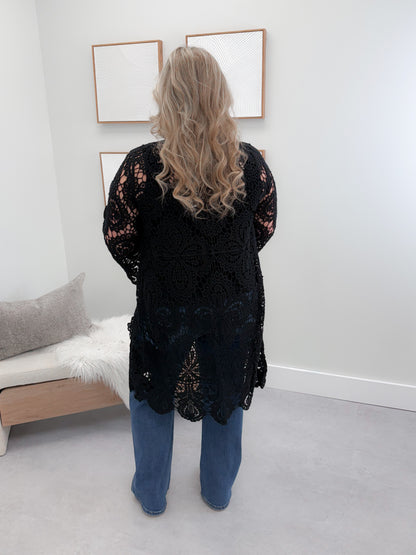 Nyx Crochet Cardigan in Black
