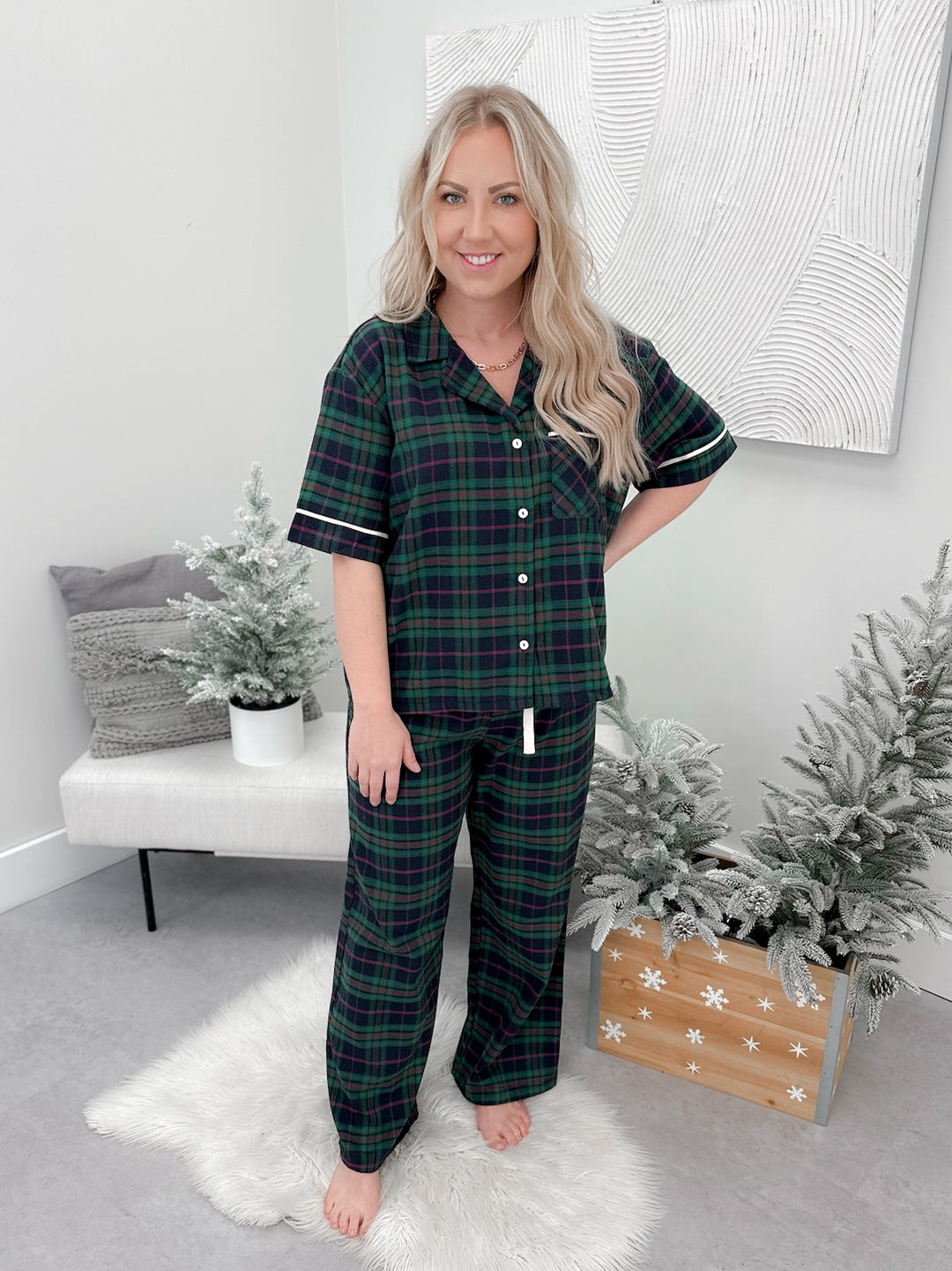 Sleeptime Plaid PJ Set in Navy