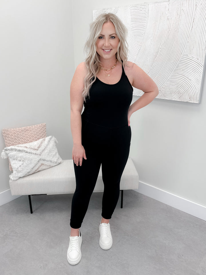 Time Off Sleeveless Jumpsuit in Black