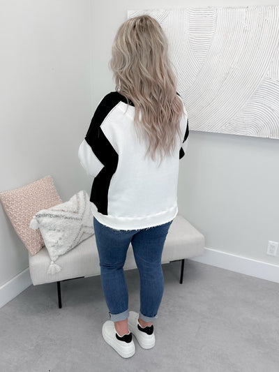Ferris Pullover in Black and Ivory