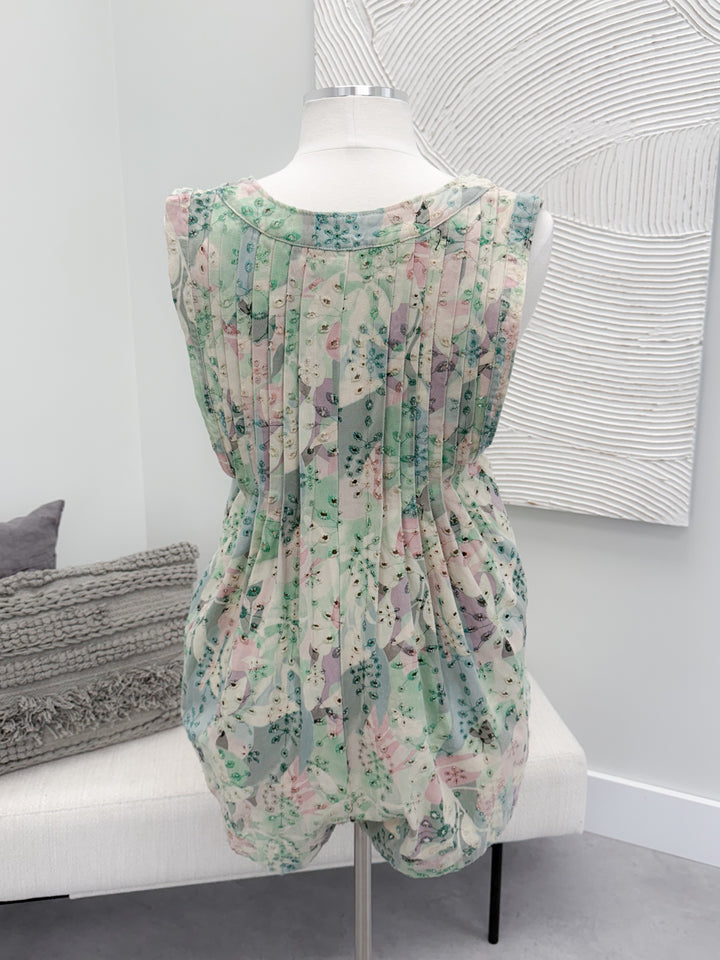 Tayla Eyelet Romper in Green Multi