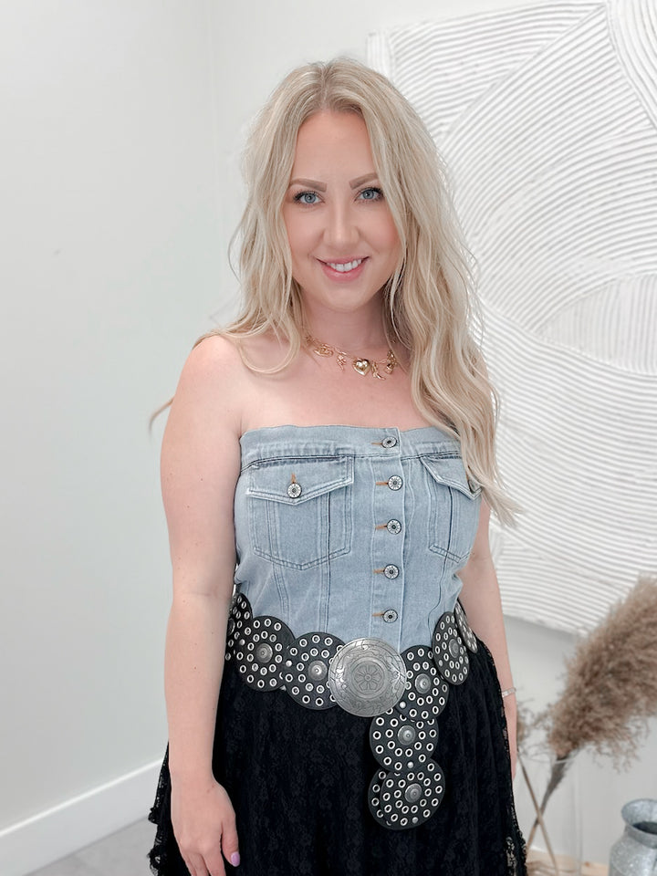 Ace Denim Strapless Top