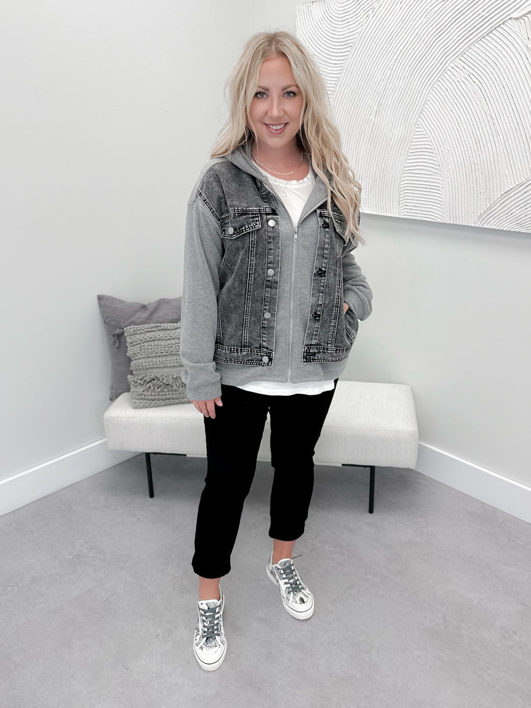 River Layered Jacket in Grey/Acid Black