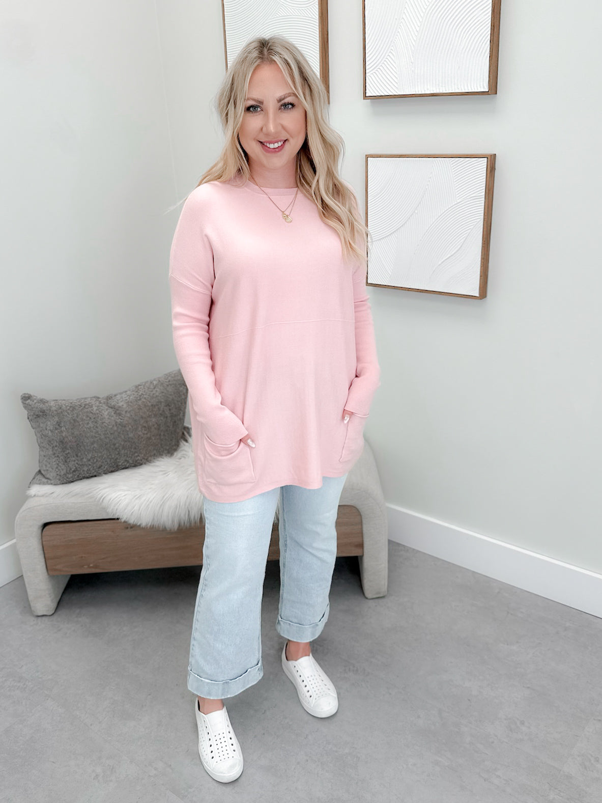 229 Pocket Sweater in Petal Pink by Twenty Nine The Label