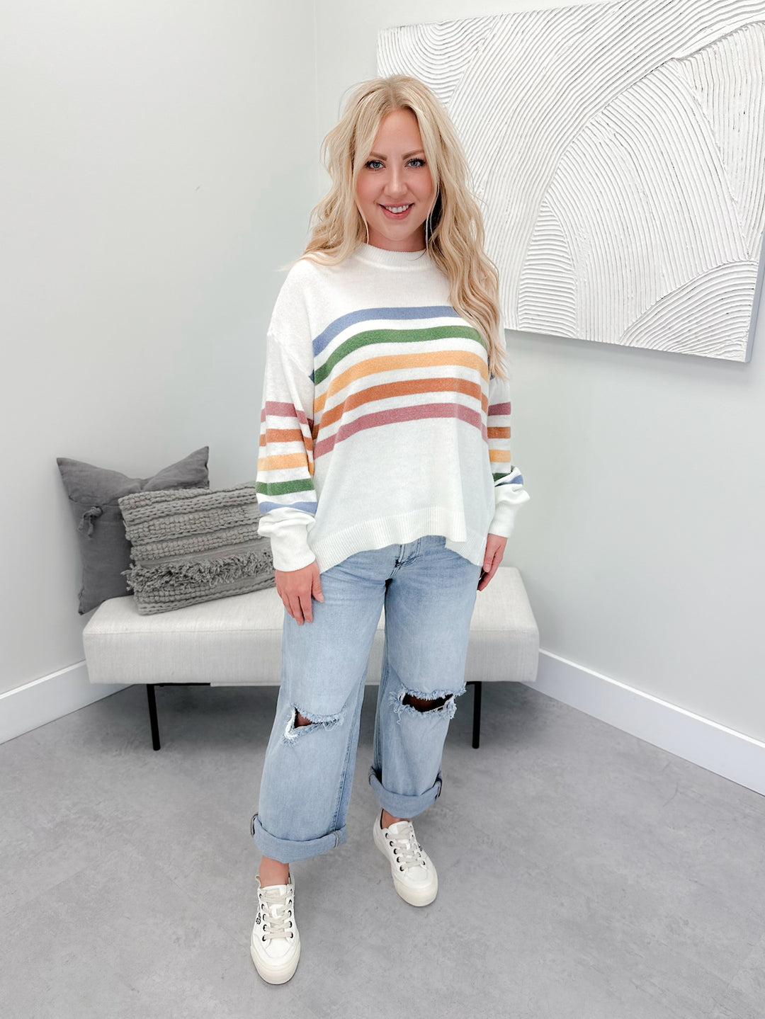 Kara Striped Sweater in Cream