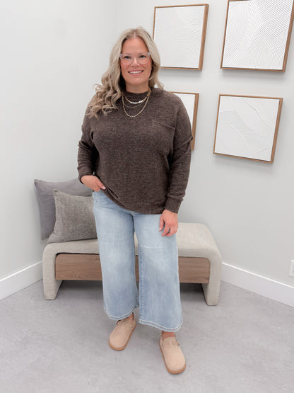 Denton Brushed Pullover in Brown