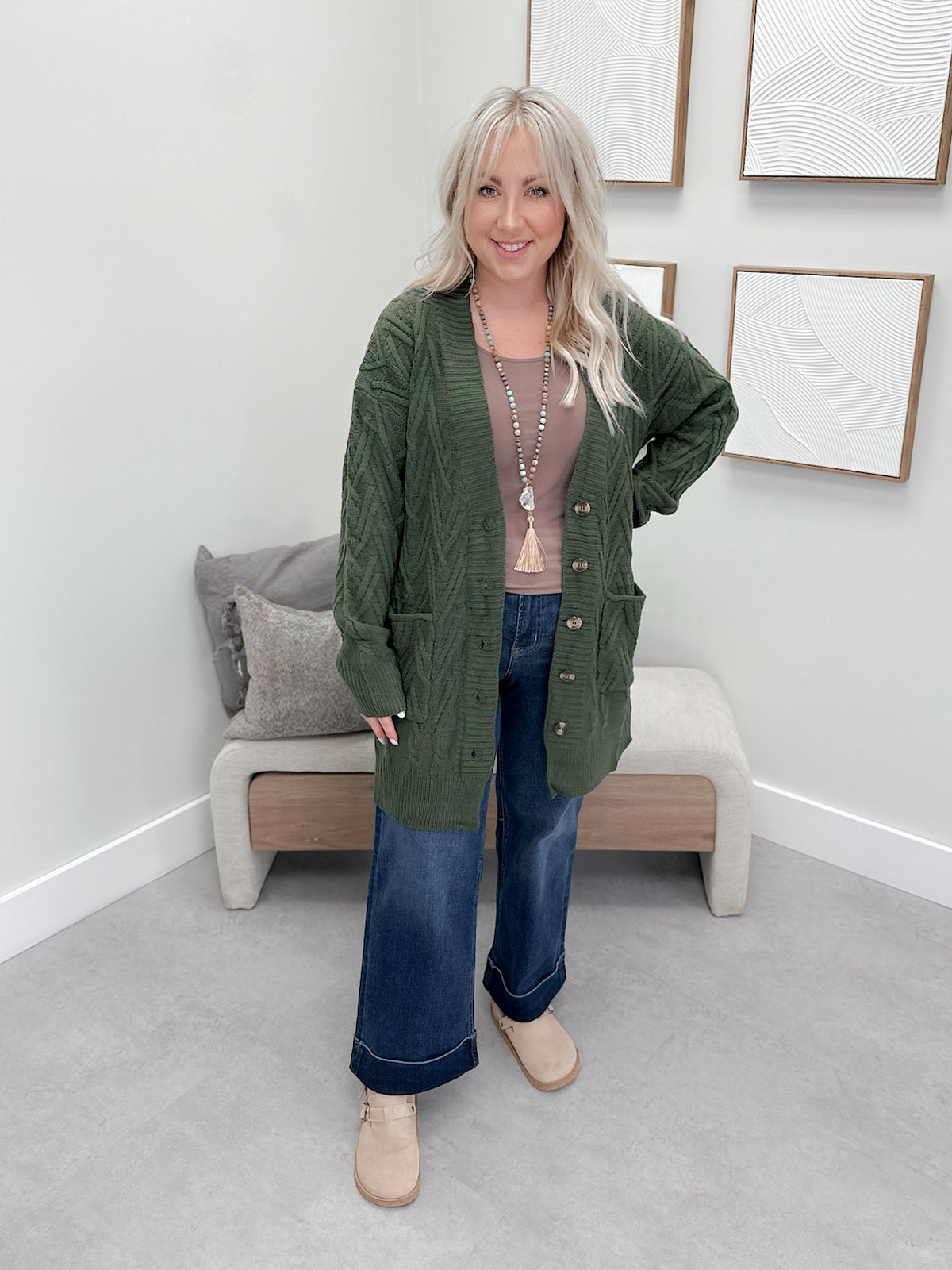 Brooks Cardigan in Olive