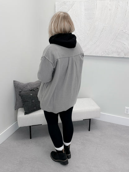 Faran Fleece Shacket in Fog