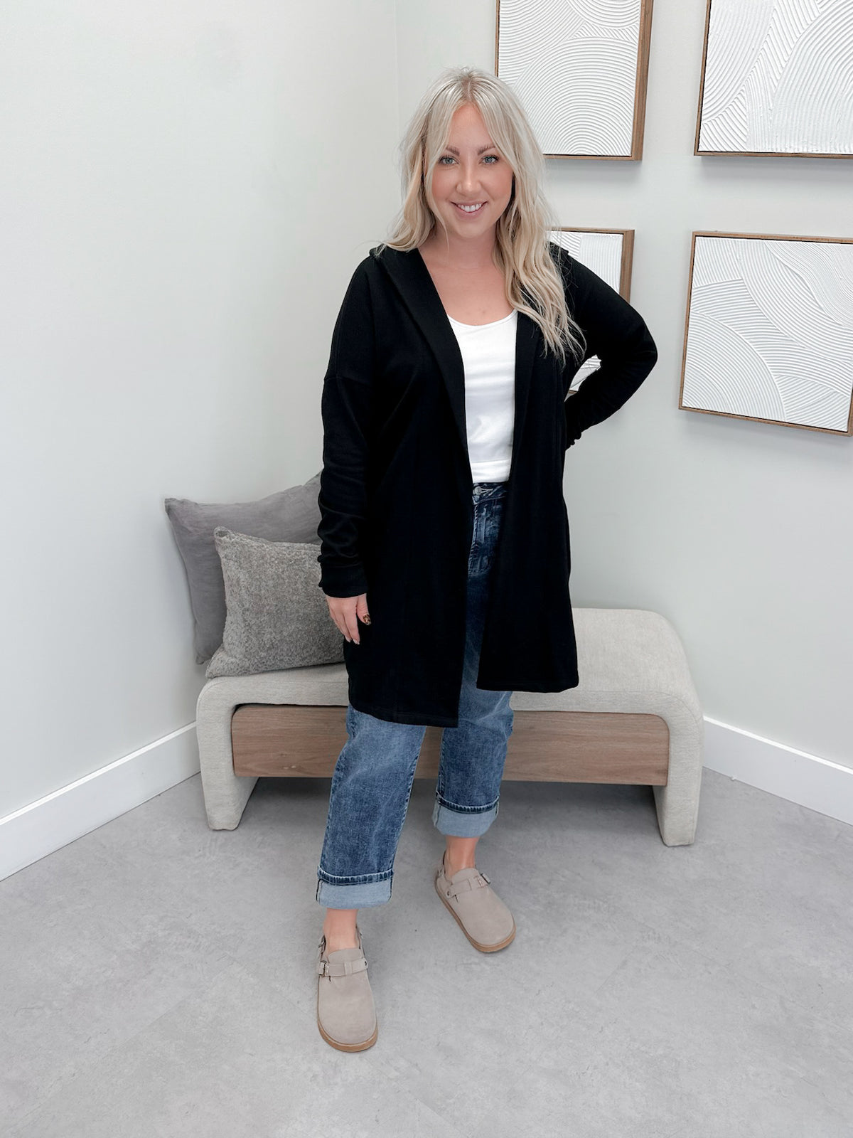 726 Hooded Cardigan in Black by Twenty Nine the Label