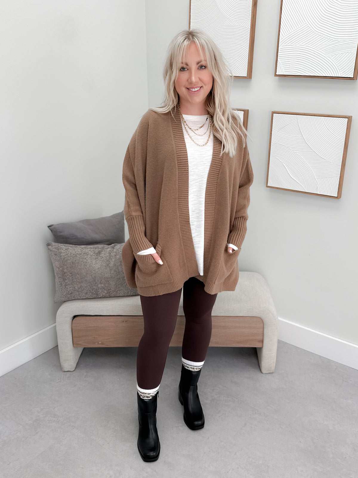 Russel Cocoon Cardigan in Mocha