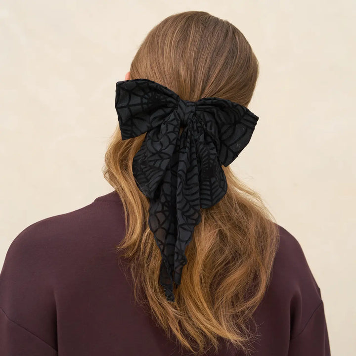 Oversized Bow Hair Clip- Spiderweb