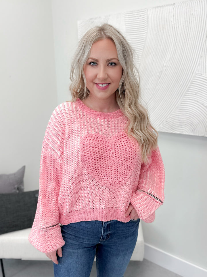 Gracie Heart Sweater in Pink by Pol