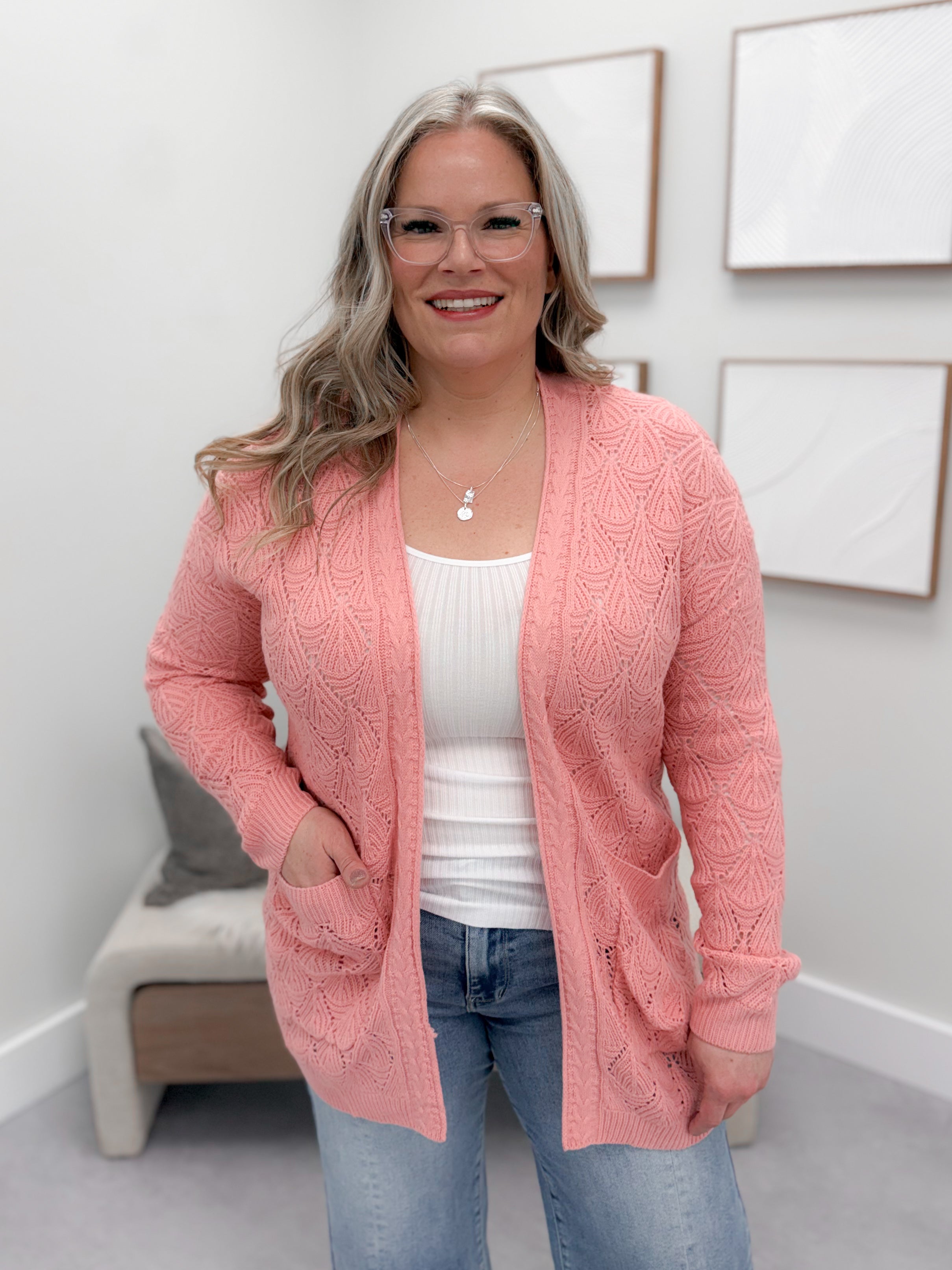 Astrid Knit Cardigan in Rose