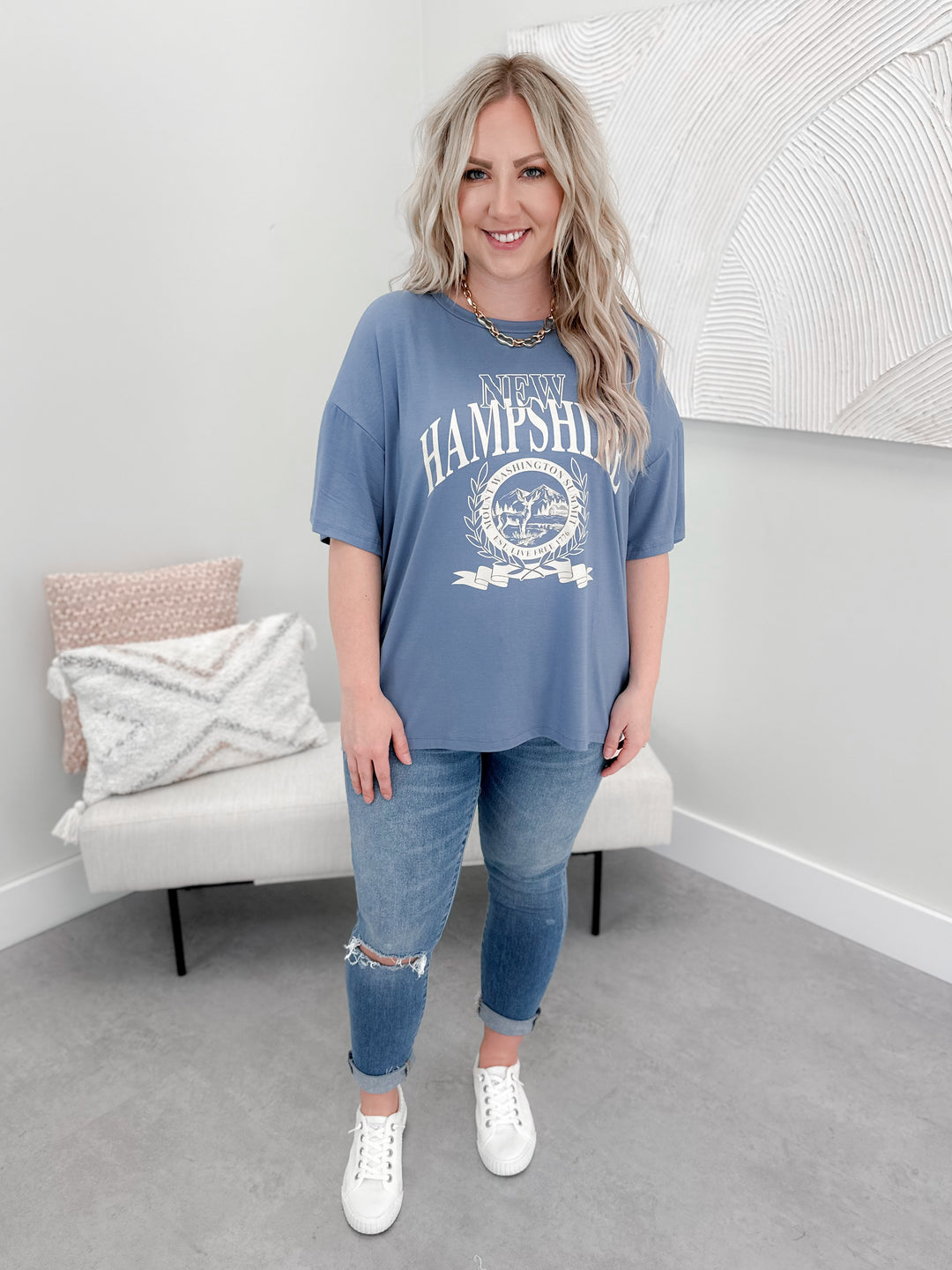 New Hampshire Tee in Dusty Blue