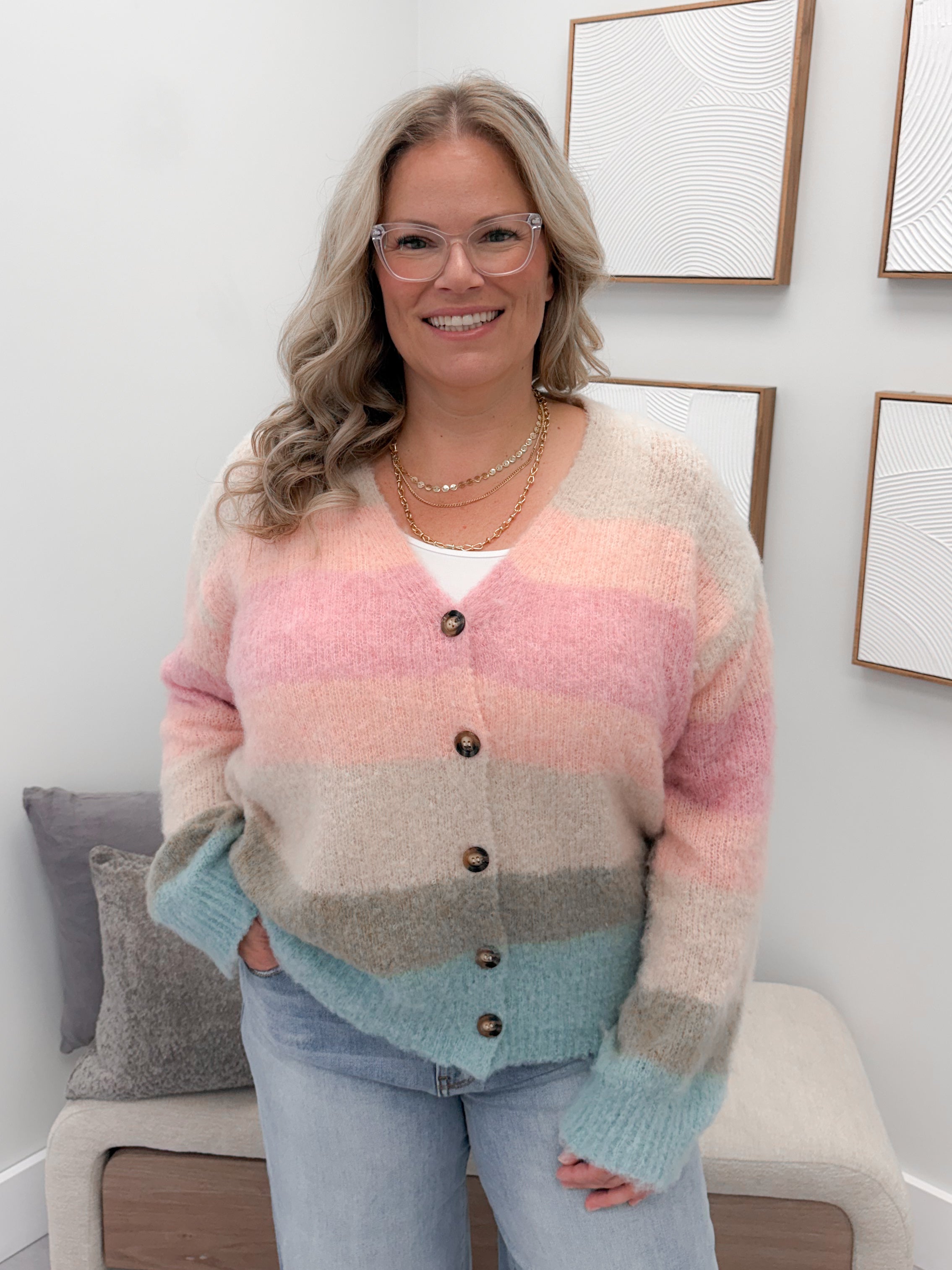 Fauna Cardigan in Mixed Stripes