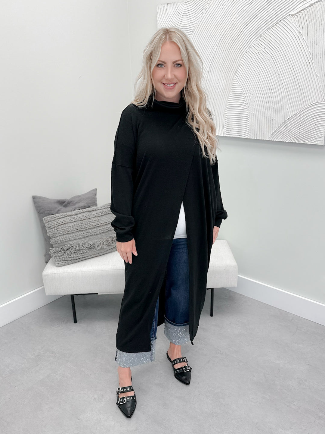 Pepper Longline Duster in Black