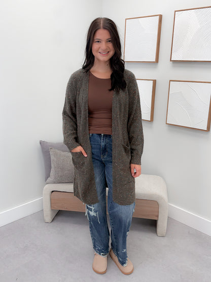 Speckled Cardigan in Olive