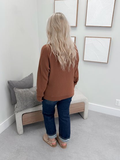 Autumn Ease Waffle Sweater in Caramel