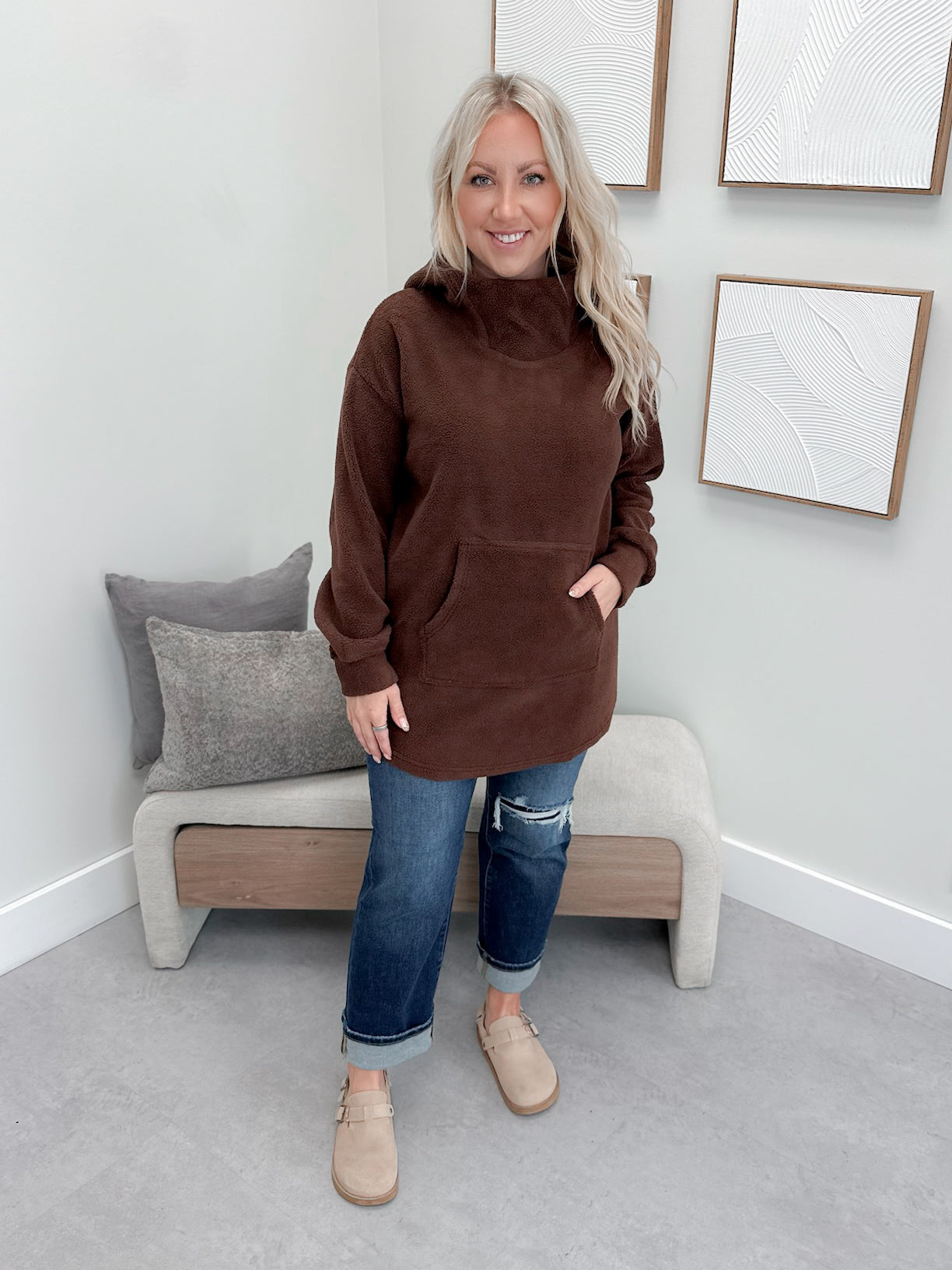 Chandler Fleece Hoodie in Chocolate