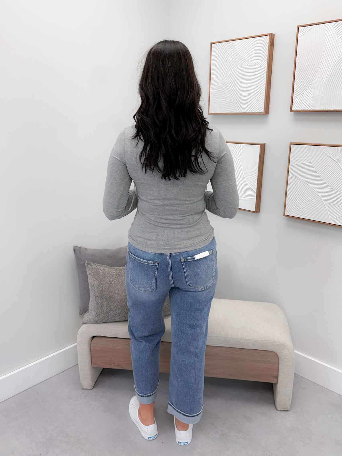 Larina Ribbed Long Sleeve in Grey