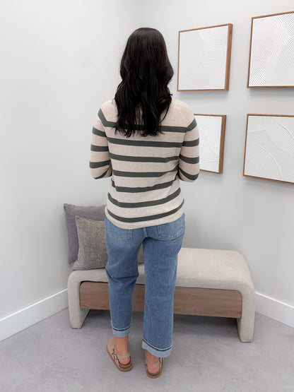 Jasper Sweater in Striped Olive
