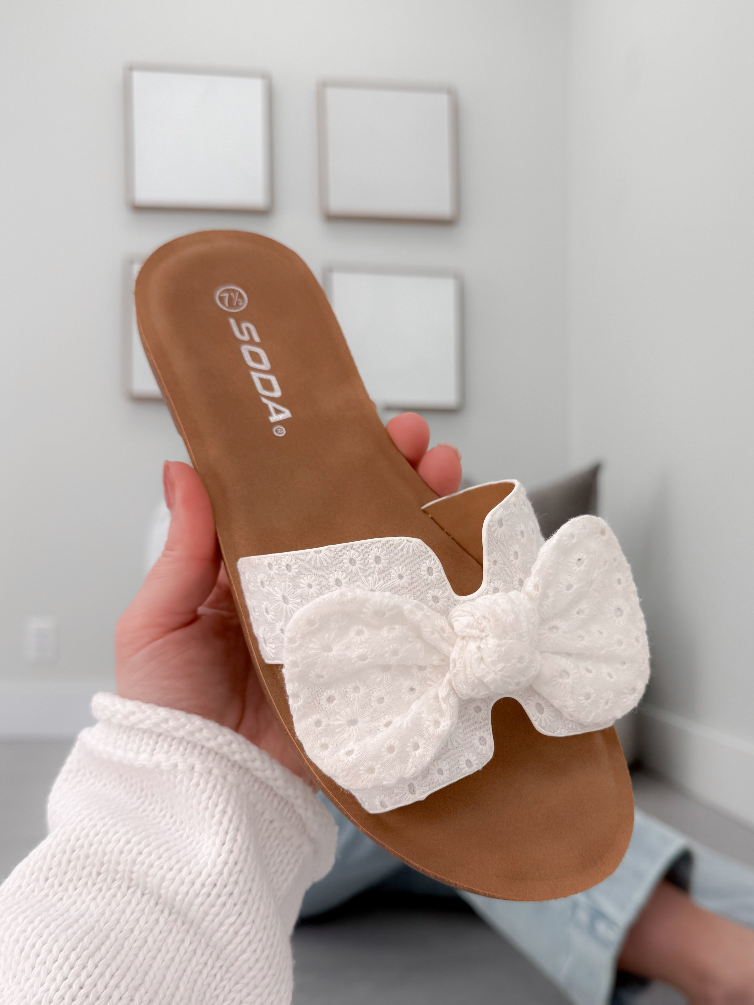 Road Slides in White Eyelet