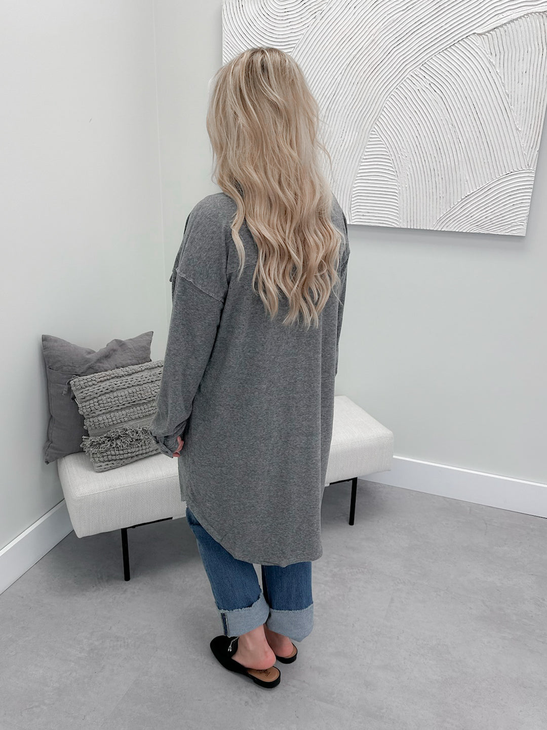 Kerri Long Shacket in Grey