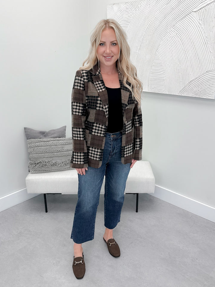Beryl Flannel Plaid Blazer in Brown
