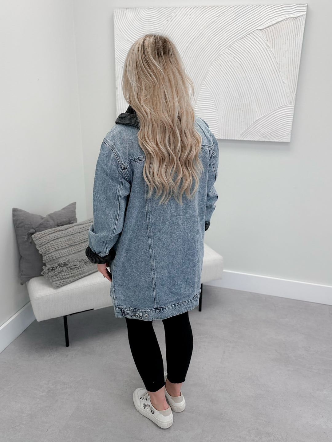 Luca Long Jean Jacket in Light Wash