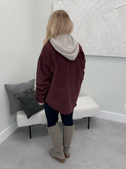 Jane Corduroy Shacket in Plum