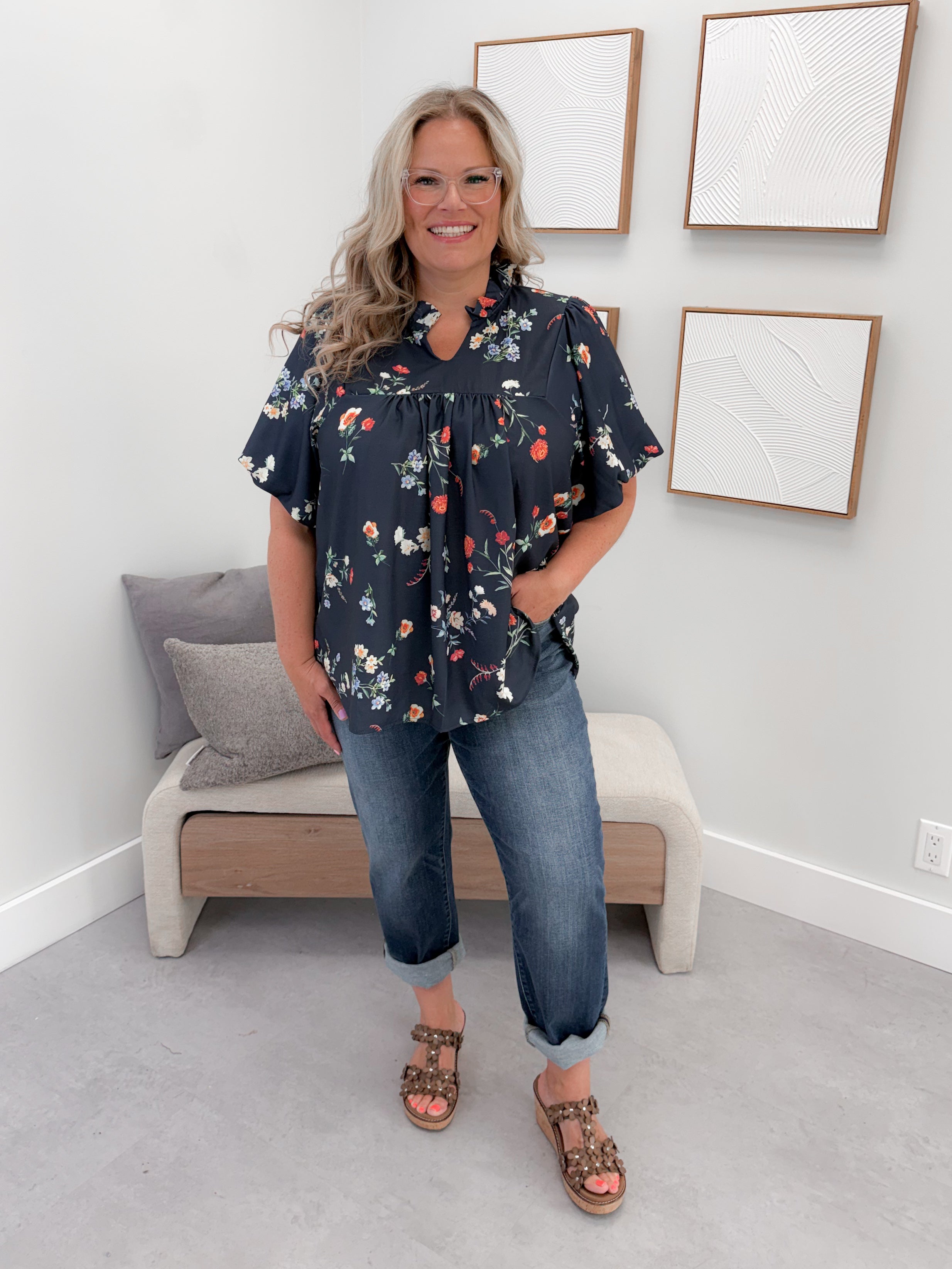 Macey Blouse in Navy