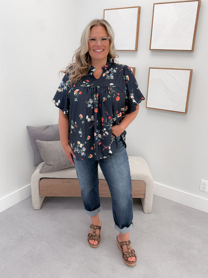 Macey Blouse in Navy