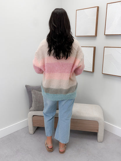 Fauna Cardigan in Mixed Stripes