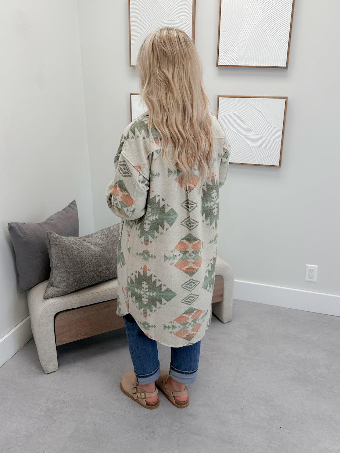 Sedona Long Shacket in Almond