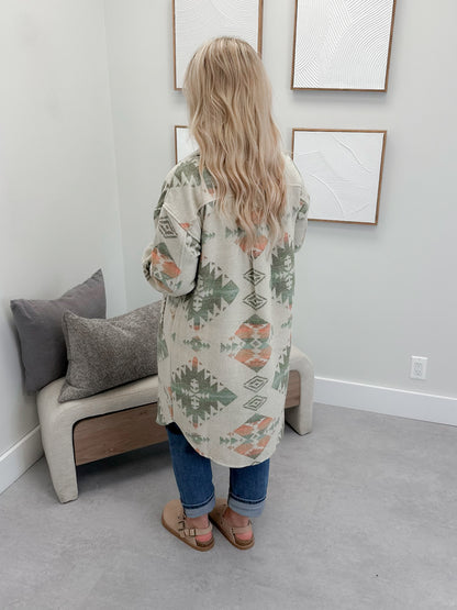 Sedona Long Shacket in Almond