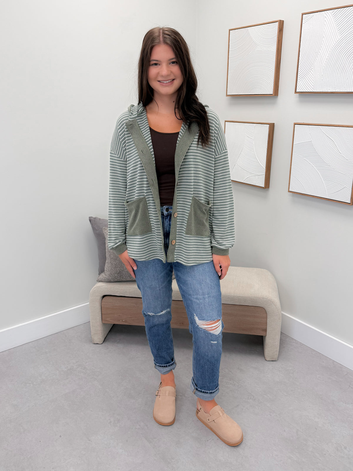 Maisy Button Up in Olive