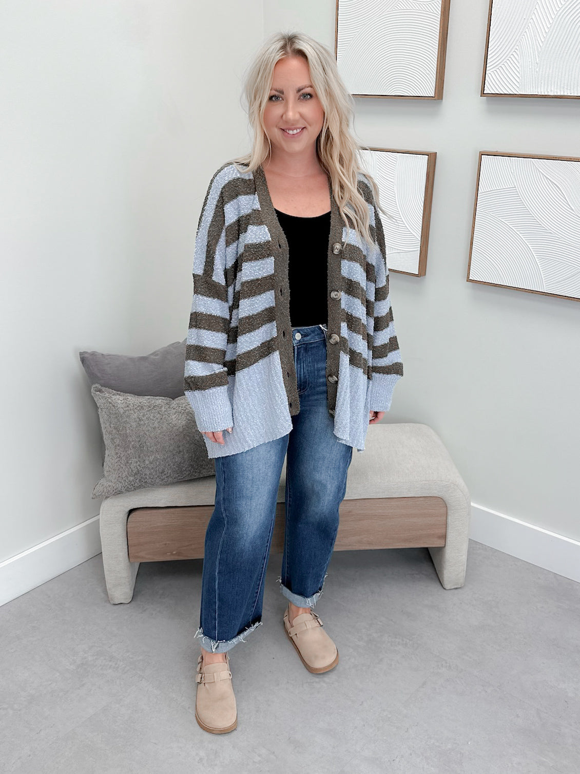 Kalista Cardigan in Blue Stripes