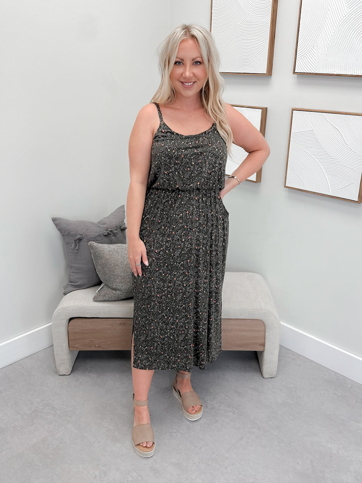 Emaline Dress in Black Ditsy