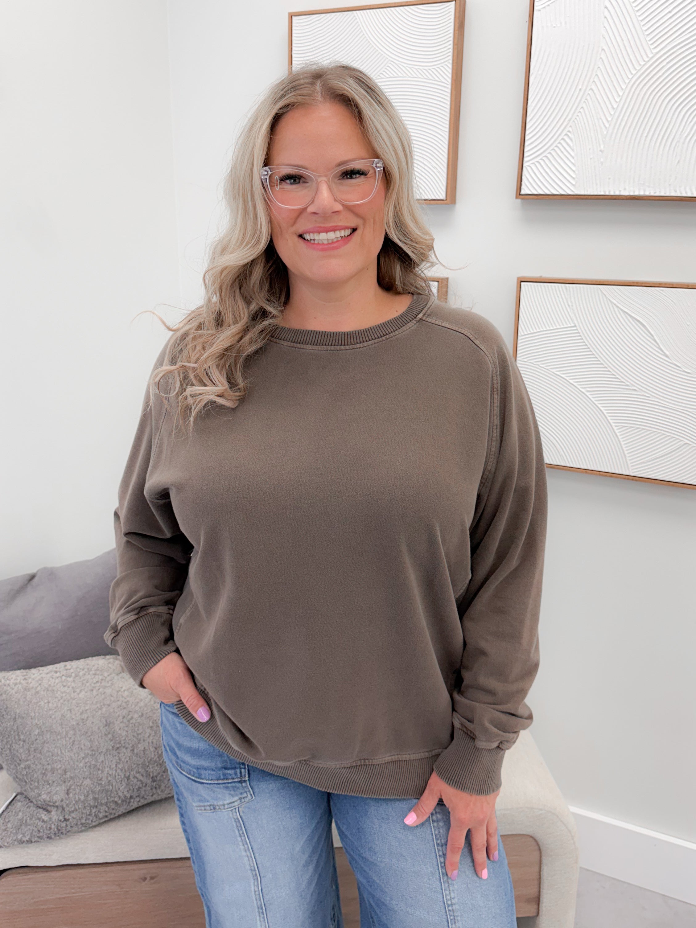 Keep It Simple Pullover in Brown
