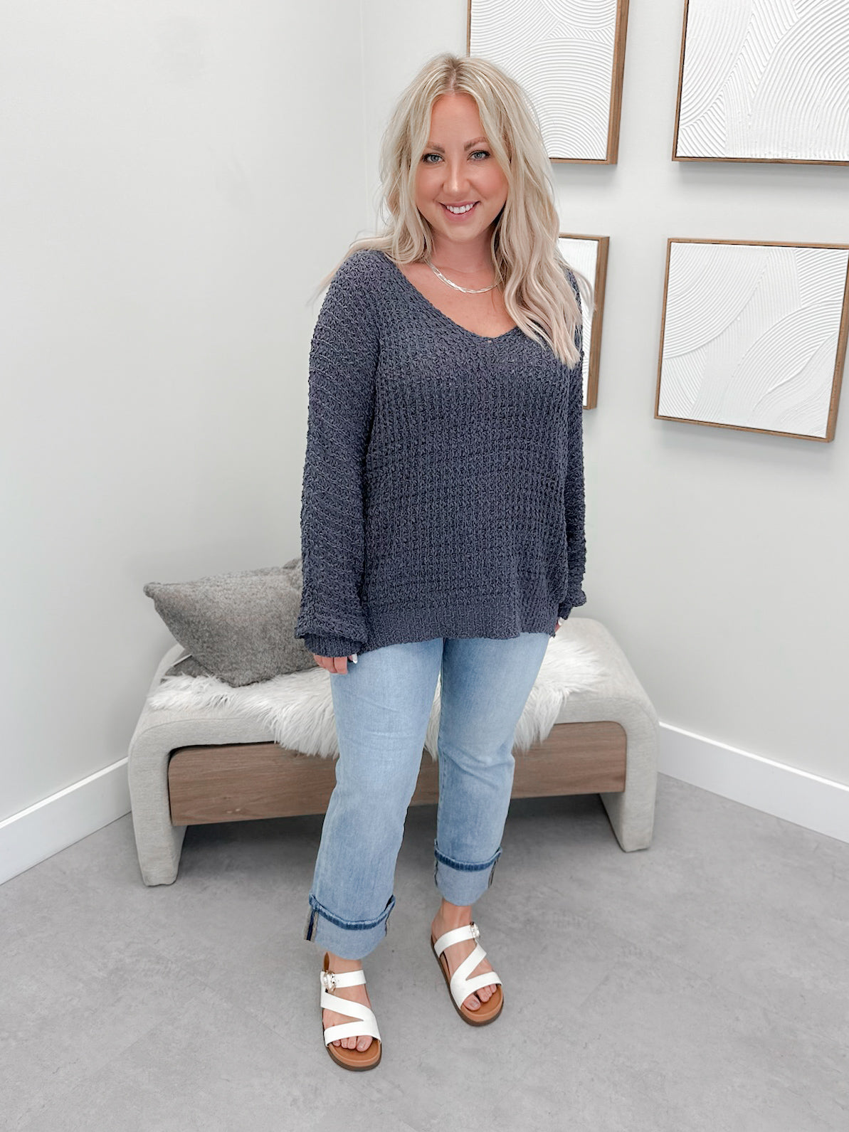 Blake Sweater in Blue Grey