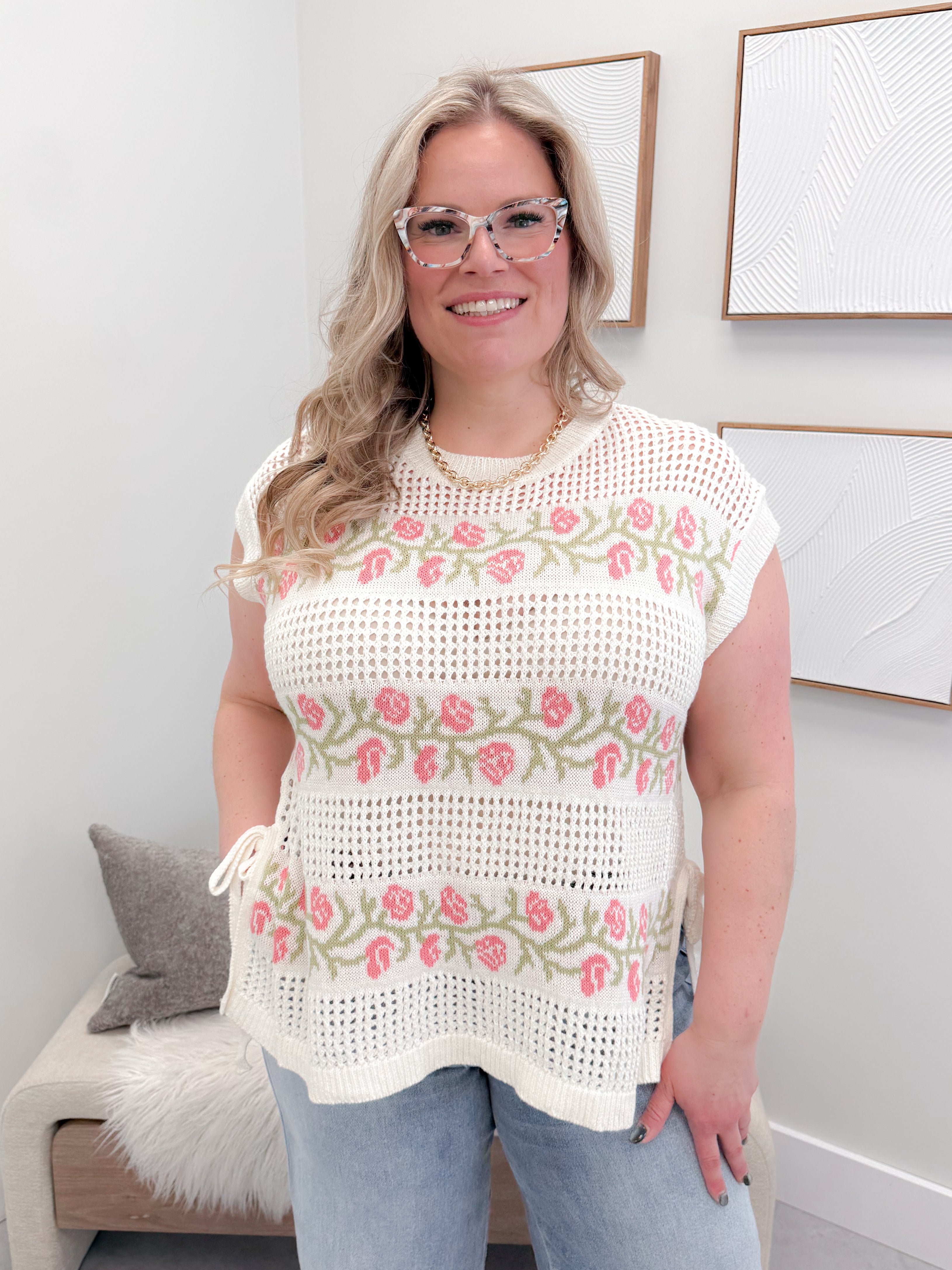 Flourish Sweater in Ivory Rose