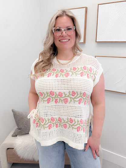 Flourish Sweater in Ivory Rose
