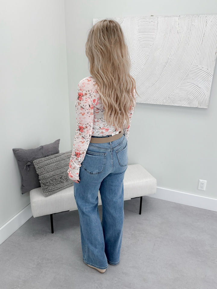 Diem Sheer Floral Overlay Shirt