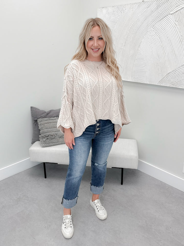 Sydney Cable Knit Sweater in Sand