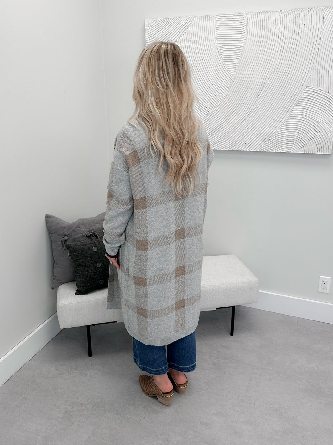 Roxanne Coatigan in Grey Plaid