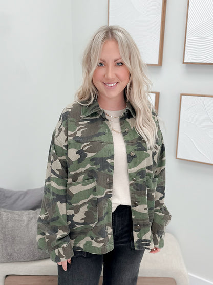 Jaslyn Camo Denim Jacket