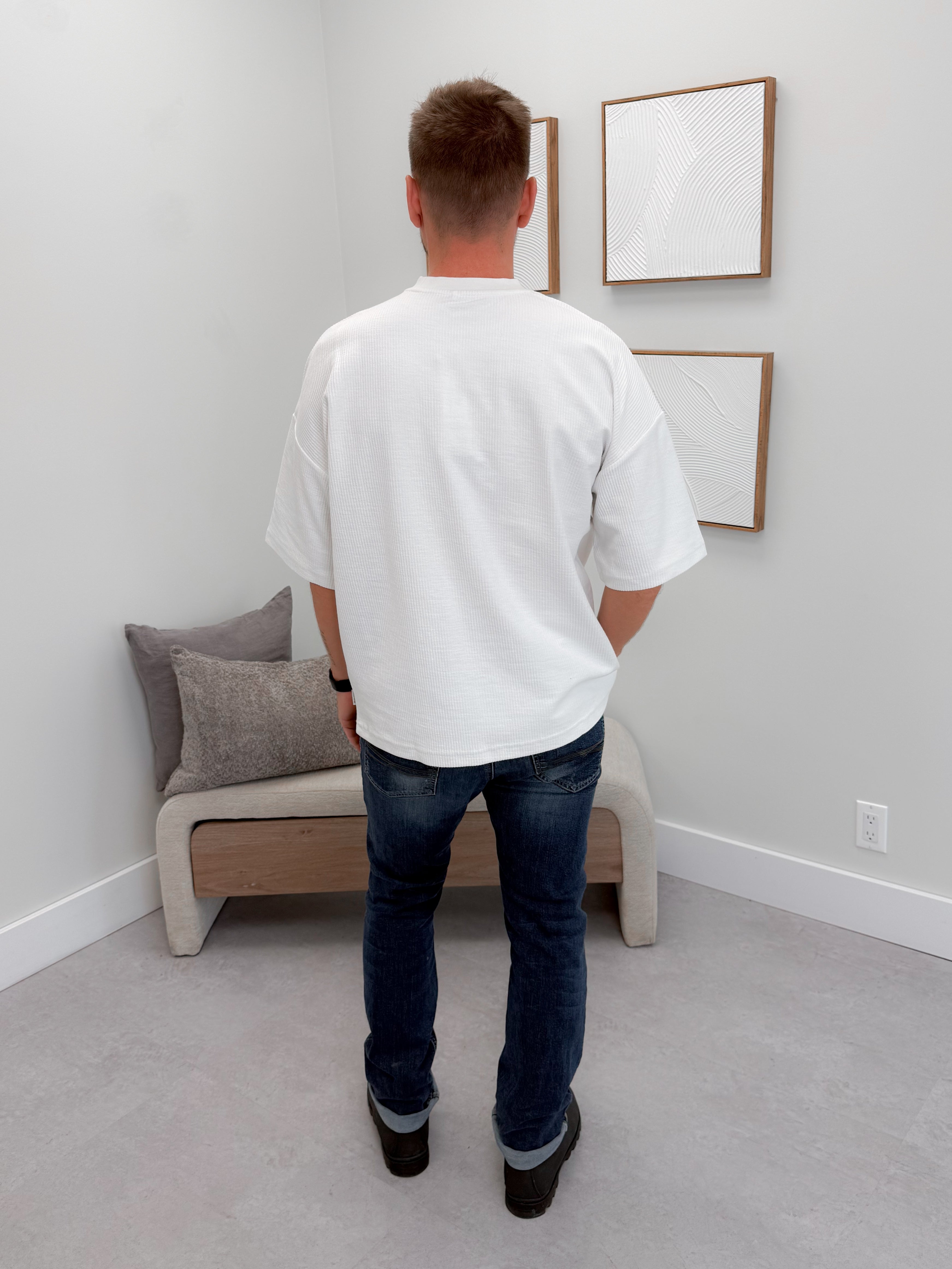 Mens Greer Ribbed Tee in White